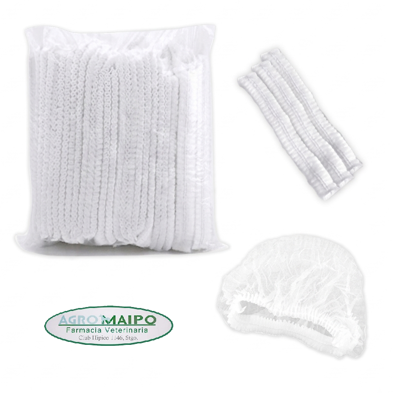 Gorro desechable tipo clip blanco (100 unidades)