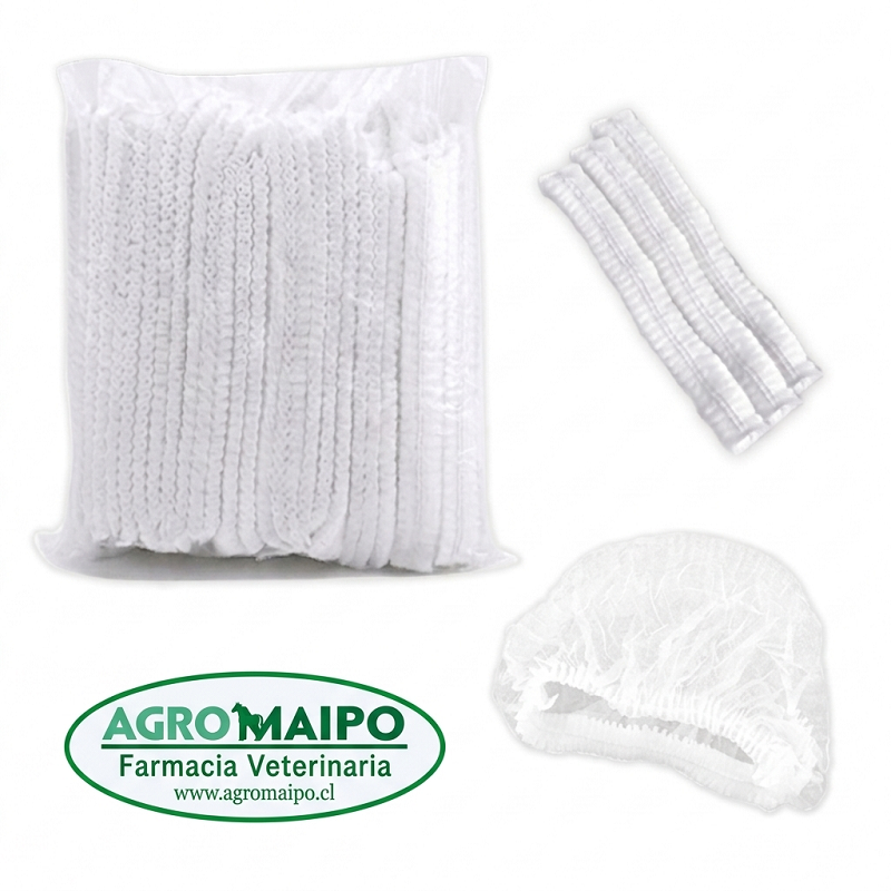 Gorro desechable tipo clip blanco (100 unidades)