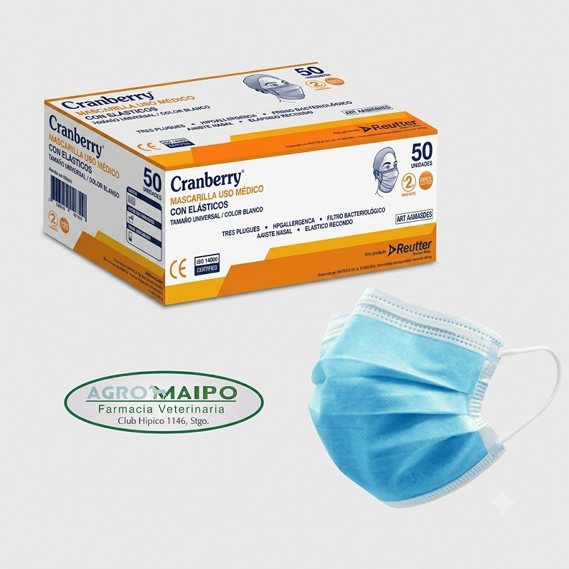 Mascarilla Desechable 3 Pliegues con Elástico x 50 Unidades