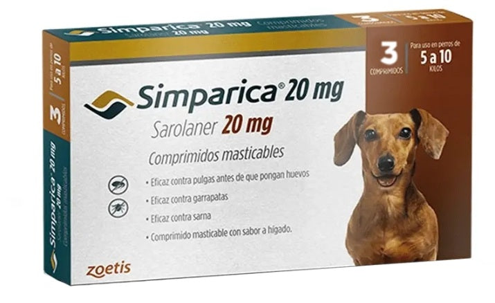 Simparica x 3 comprimidos para perro de 5 a 10 kilos
