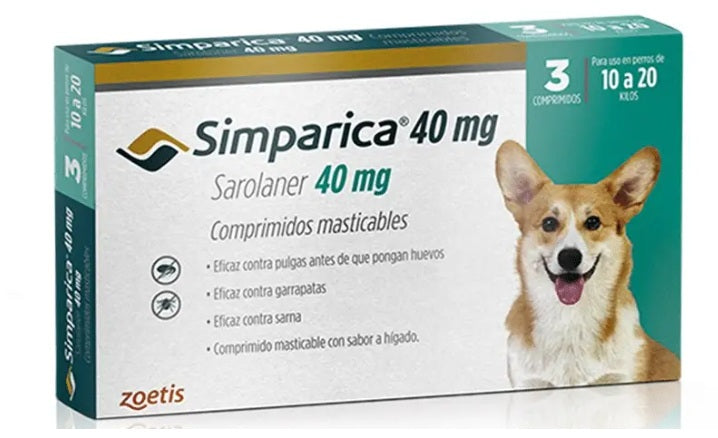 Simparica x 3 comprimidos para perro de 10 a 20 kilos
